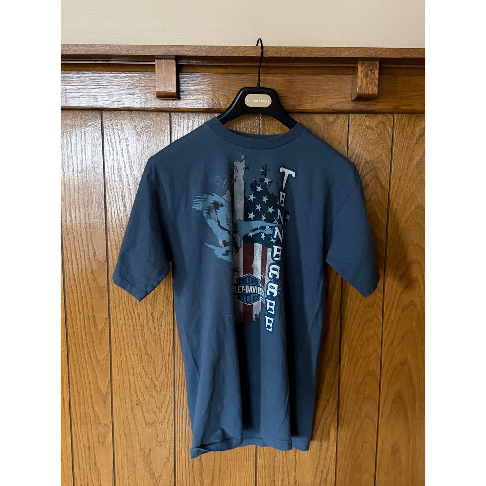 Vintage Y2K 2012 Boxy Harley Davidson T Shirt Short Sleeve Gray/Blue Size L